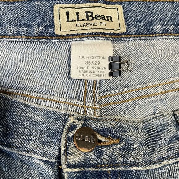 L.L. Bean Classic Fit Denim Jeans Men's‎ 35 X 29 Light Wash Blue Straight Leg - Picture 8 of 10